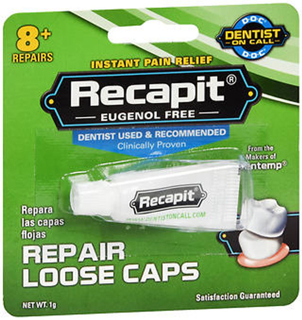 Recapit Loose Cap Dental Repair - 8 Repairs - The Online Drugstore ©