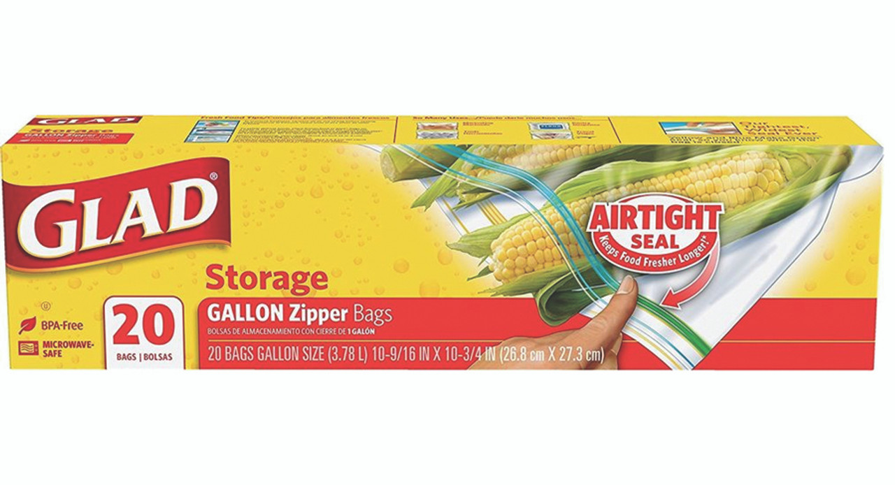 Glad Gallon Storage Zipper Bags, 30 count