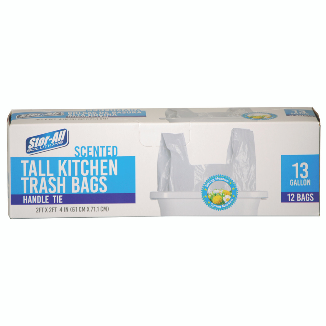 Scented Tall Kitchen Trash Bags w/Handle Tie, 13 Gal, 12ct