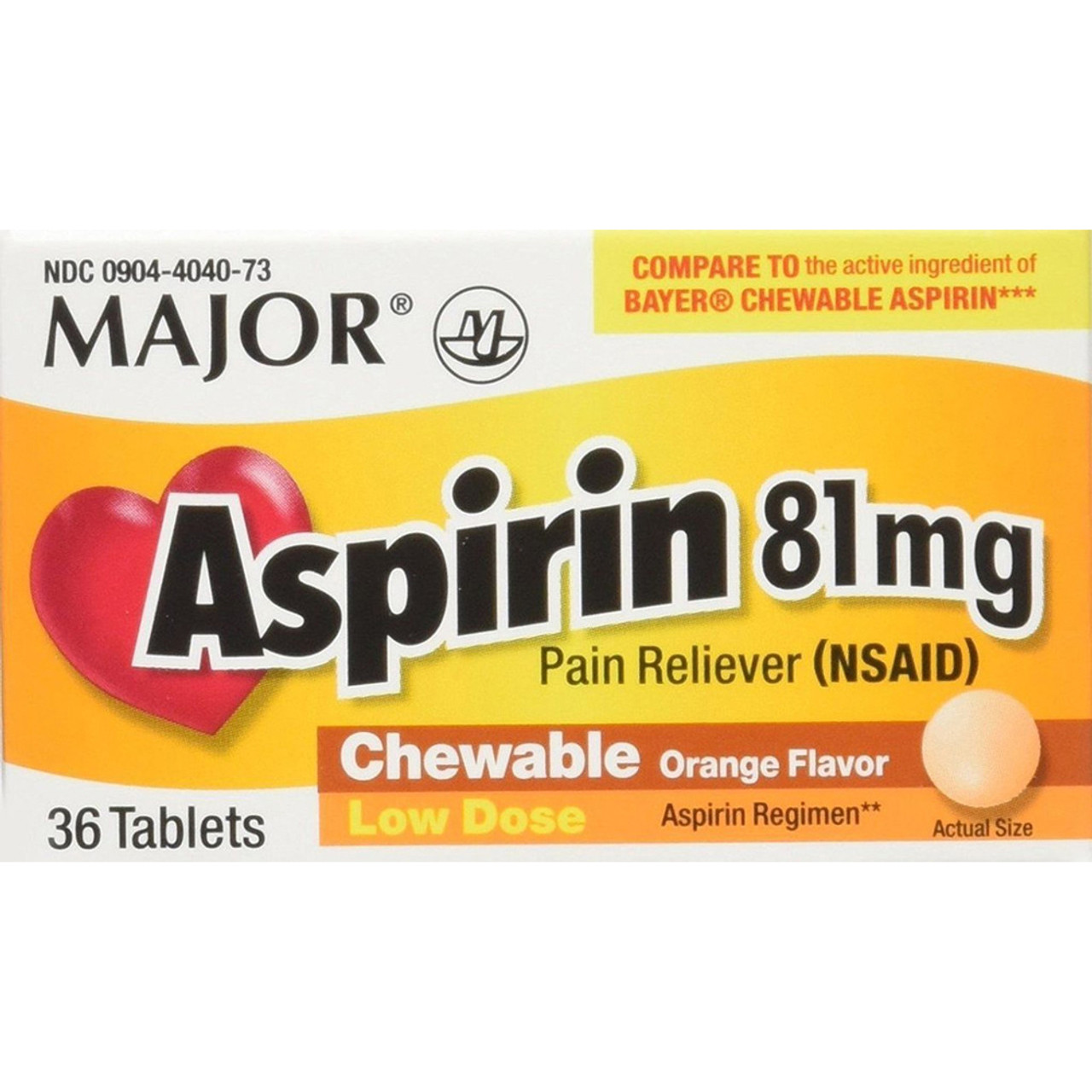 Major Children's Chewable Aspirin 81mg 36 Tablets The Online