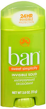 Ban Antiperspirant Deodorant Invisible Solid Sweet Simplicity - 2.6 oz