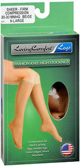 Loving Comfort Fashion Knee High Stockings Sheer Firm Beige Extra Large -  pair