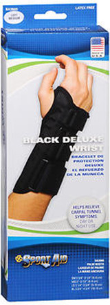 Sport Aid Black Deluxe Wrist Brace Left Medium - 1 ea.