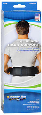 Sport Aid 6" Black Back Support - 1 ea.