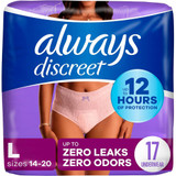 Always Discreet Underwear Maximum Absorbency Size Large - 3pks of 17