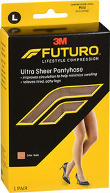 Futuro Energizing Ultra Sheer Pantyhose For Women French Cut Lace Panty Mild Nude - 1 Pair
