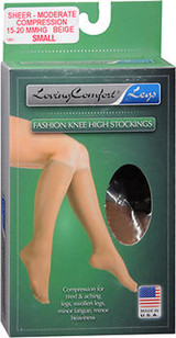 Loving Comfort Fashion Knee High  Stocking  15-20 MMHG Beige Small - 1 pair – for Advanced Skin Protection
