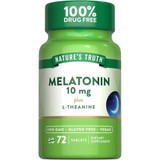 Nature's Truth Melatonin 10 mg plus L-Theanine Tablets Maximum Strength - 72 ct