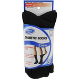 Premier Value Seamless Toe Diabetic Crew  Socks- Black Md - 2pk