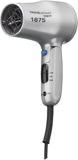 Travel Size Folding Hair Dryer, Silver - 1875W