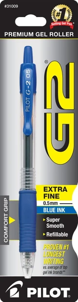 G2 Gel Ink Rolling Ball Pen, Blue, Extra Fine - 1 Pkg