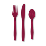 Solid Color Assorted Cutlery, Burgundy, 6-7" - 1 Pkg
