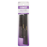 Pocket & Barber Comb-Hard Rubber, Black, 2Ct - 1 Pkg
