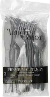Solid Color Assorted Cutlery, Shimmering Silver, 6-7" - 1 Pkg