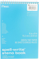 Greentint Steno Notebook, 80Ct. 6X9" - 1 Pkg
