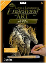 Engrave Art-Horses, Gold - 8"x10"