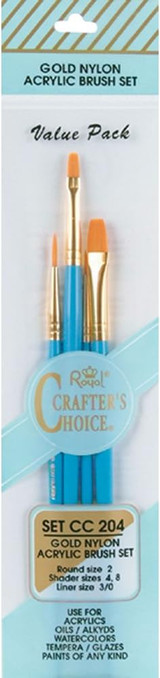 Golden Nylon Acrylic Brush Set, 4 Pc - 1 Set