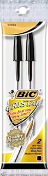Ball Point Pens 2Pk, Black, Medium - 1 Pkg