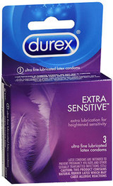 Durex Extra Sensitive Condoms Lubricated Latex - 3 ct