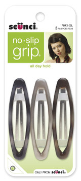 Oval Hair Clips-No Slip No Damage, Asst, 3 Ct - 1 Pkg
