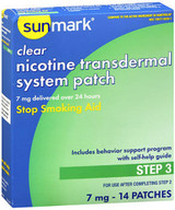 Sunmark Nicotine Transdermal System Step 3 - 7 mg Patches - 14ct