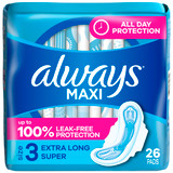 Always Maxi Pads with Flexi-Wings Extra Long Super - 26 ct