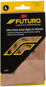 Futuro Ultra Sheer Knee Highs for Women, Large Nude Mild - 1 Pr.