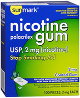 Sunmark Nicotine Polacrilex Coated Gum 2 mg Cool Mint - 100 ct