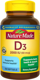 Nature Made Vitamin D3 2000 IU Dietary Supplement - 250 Liquid Softgel