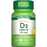 Nature's Truth High Potency Vitamin D3 1000 IU Quick Release Softgels - 130 ct
