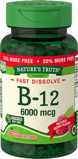 Nature's Truth Sublingual B-12 6000 mcg Fast Dissolve Tabs Natural Berry Flavor - 36 ct