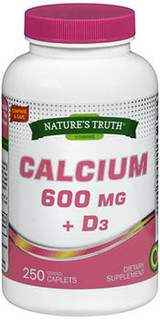 Nature's Truth Calcium 600 mg + D3 Dietary Supplement - 250 Caplets