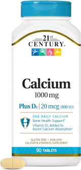 21st Century Calcium 1000 + D3 Supplement Tablets  - 90 ct