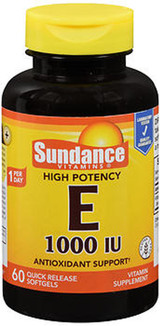 Sundance Vitamins High Potency E 1000 IU Vitamin Supplement Quick Release - 60 Softgels