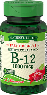 Nature's Truth Sublingual Methylcobalamin B-12 1000 mcg Fast Dissolve Tabs Natural Berry Flavor - 120 ct