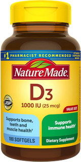Nature Made Vitamin D3 1000 IU - 180 Liquid Softgels