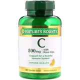 Nature's Bounty Vitamin C-500 mg with Rose Hips Chewable Natural Orange Flavor - 90 Tablets