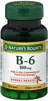 Nature's Bounty Vitamin B-6 100mg - 100 Tablets