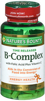 Nature's Bounty Time Released B-Complex with Folic Acid plus Vitamin C - 125 Tablets