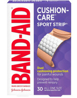 Band-Aid Cushion Care Sport Strip  Adhesive Bandages All One Size - 30 ct
