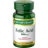 Nature's Bounty Folic Acid 800 mcg Vitamin Supplement Maximum Strength - 250 Tablets