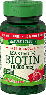 Nature's Truth Maximum Biotin 10,000 mg Fast Dissolve Tabs Berry - 120 ct