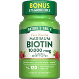 Nature's Truth Maximum Biotin 10,000 mg Fast Dissolve Tabs Berry - 120 ct