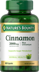 Nature's Bounty Cinnamon 2000 mg Plus Chromium Capsules - 60 ct