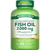 Nature's Truth Natural Lemon Flavor Fish Oil 1000 mg Quick Release Softgels - 125 ct