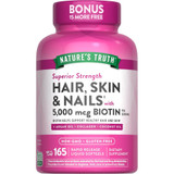 Nature's Truth Superior Strength Hair, Skin & Nails with Biotin plus Argan Oil, Coconut Oil, Collagen - 165 Softgels