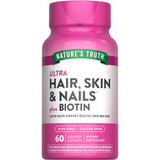 Nature's Truth Ultra Hair, Skin & Nails plus Biotin Coated Caplets - 60 ct