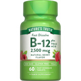 Nature's Truth Vitamin B-12 2500 mcg plus Folic Acid Fast Dissolve Tabs Natural Berry Flavor - 60 ct