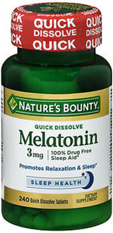 Nature's Bounty Melatonin 3 mg Tablets Triple Strength - 240 Tablets