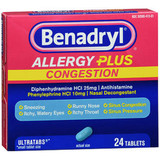 Benadryl Allergy Plus Congestion Tablets - 24 ct